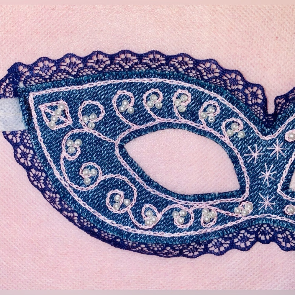 Blue Lace Masquerade Mask. Handmade - Picture 2 of 4